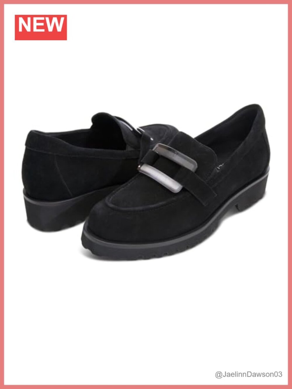 Women's Suede Slip-On Loafers with Chunky Stacked Heel Water-Resistant
